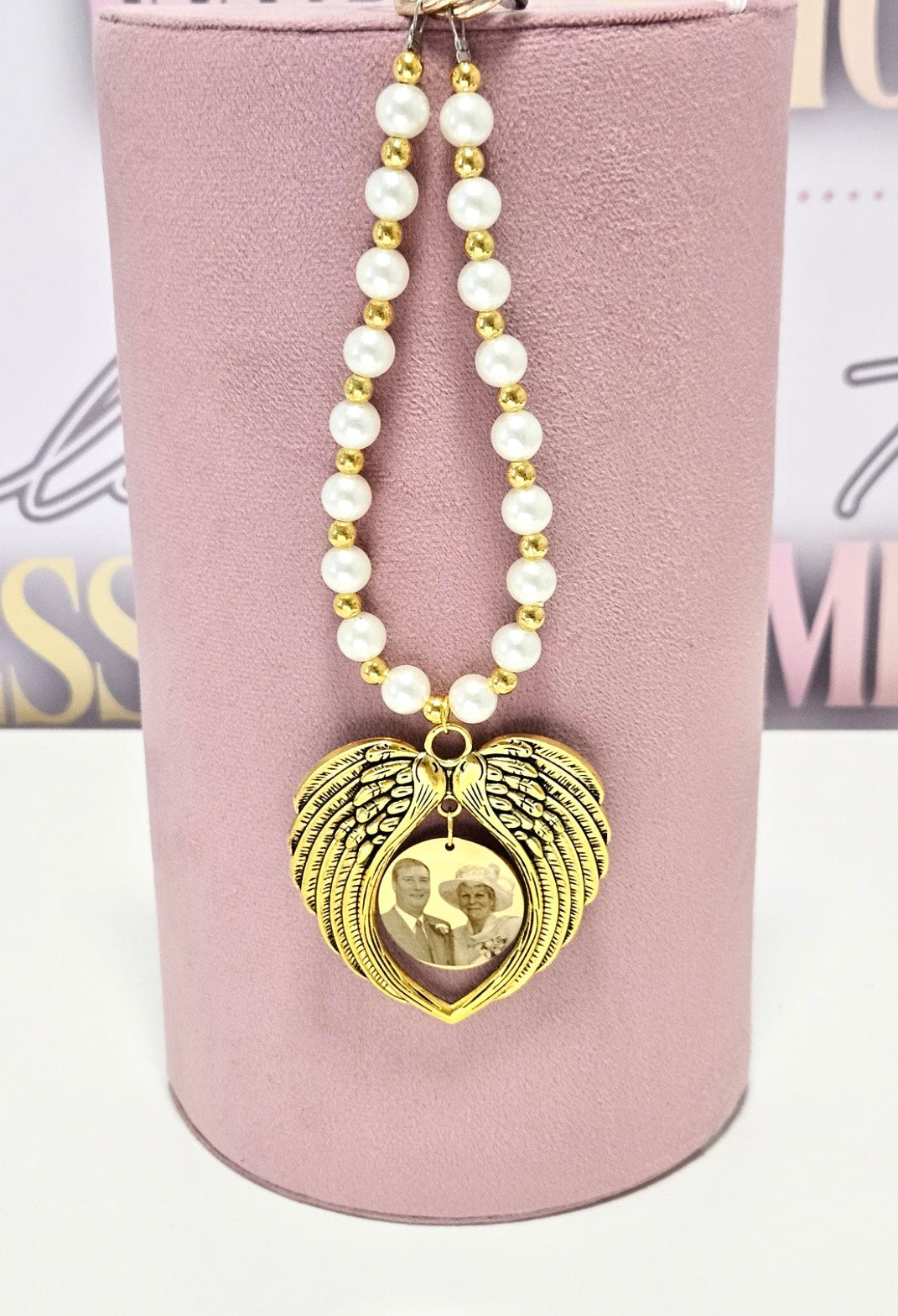 Gold Beaded Angel Car Charm