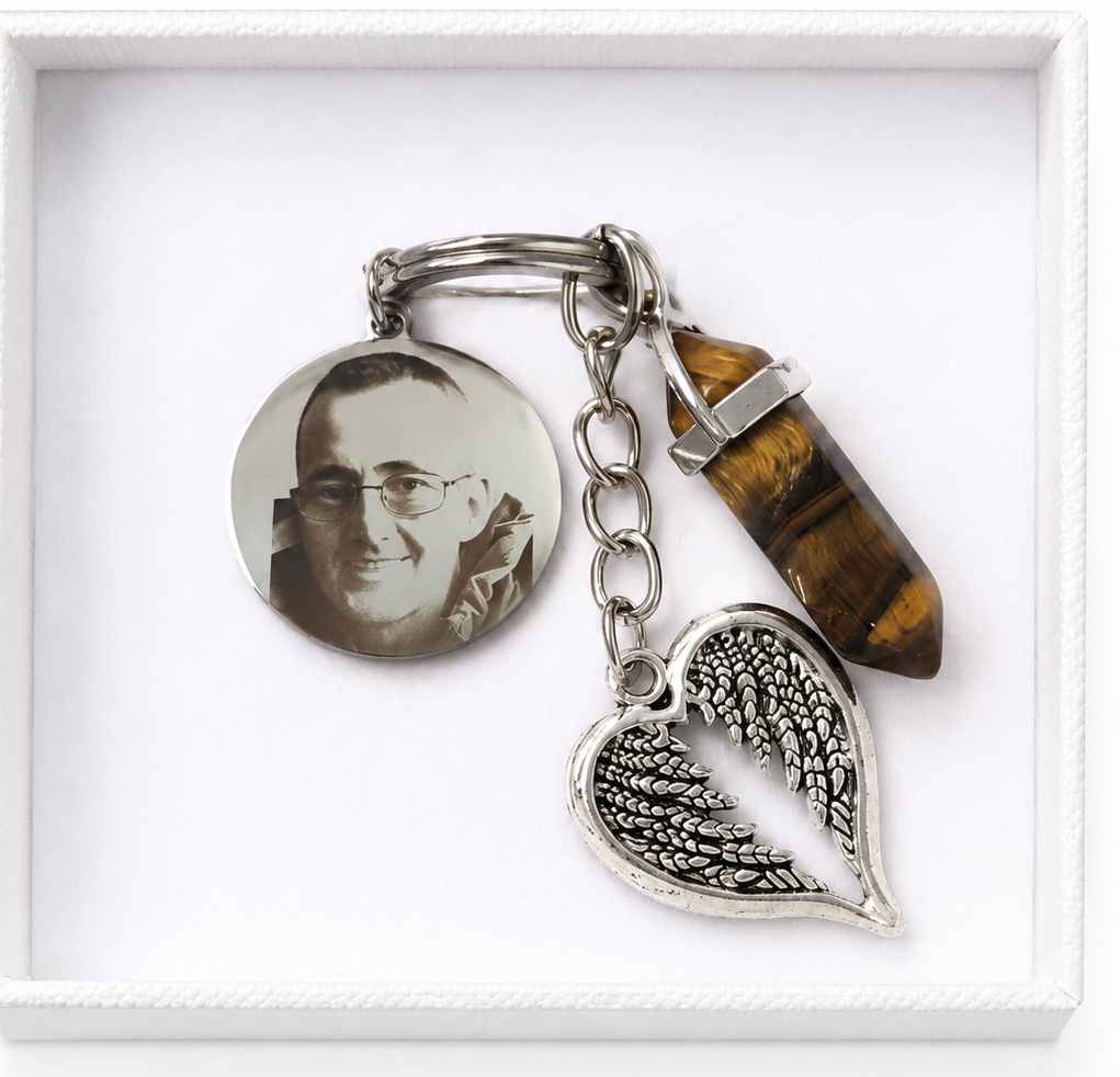 Tigers Eye Crystal Angel Keyring