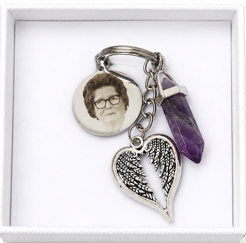 Amethyst Crystal Angel Keyring