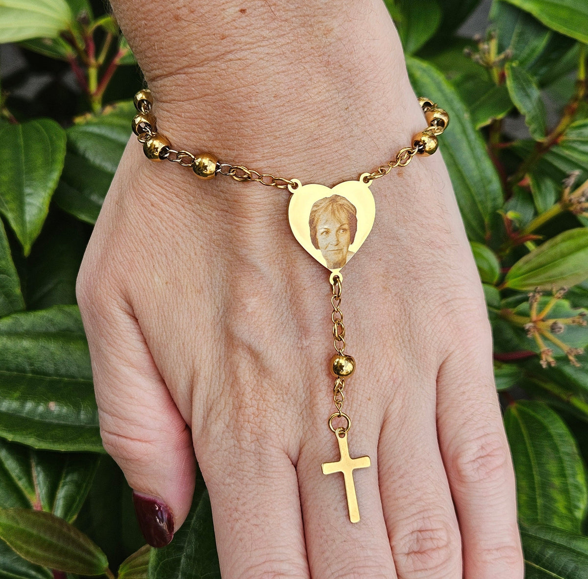 Deluxe Gold Heart Rosary Bracelet
