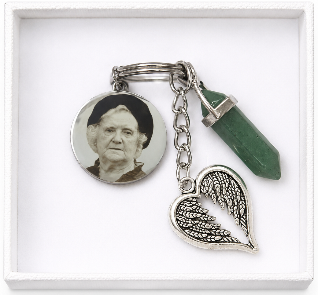 Green Aventurine Crystal Angel Keyring