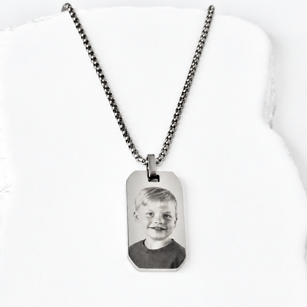 Mens Silver Tag Chain