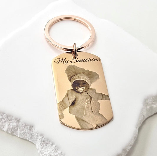 Large Rose Gold Tag Keyring