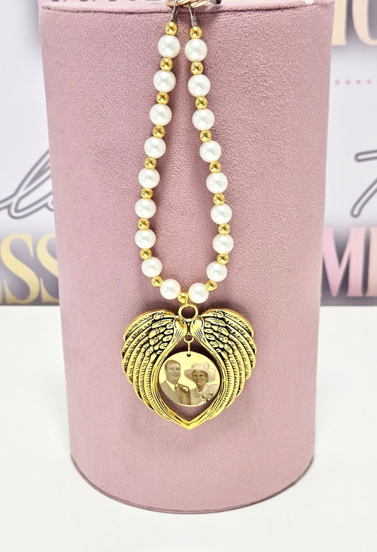 Gold Beaded Angel Car Charm