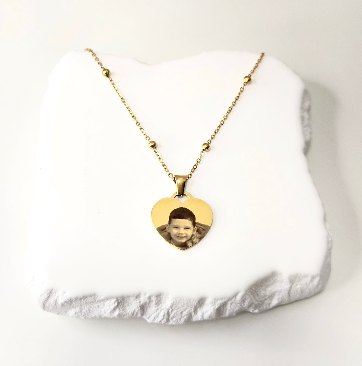 Gold Beaded Heart Necklace