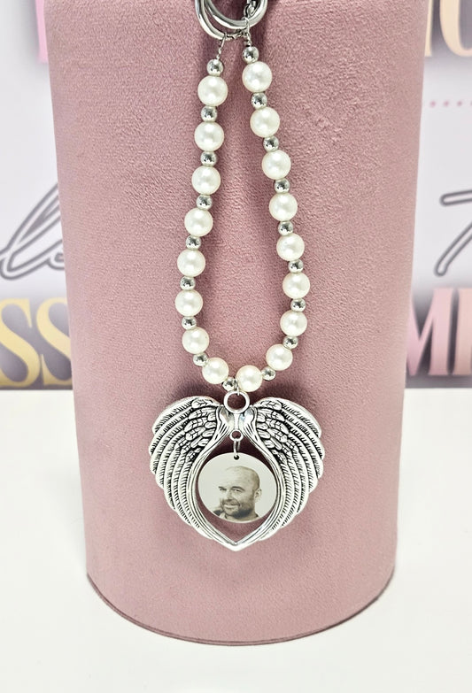 Silver Beaded Angel Car Charm