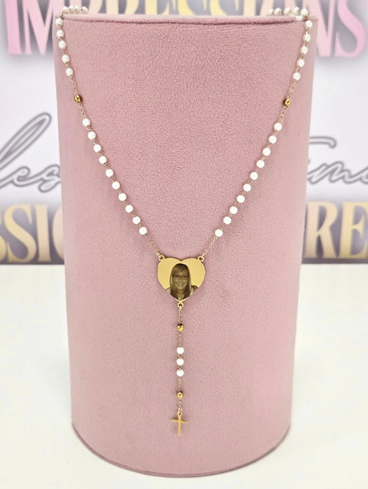 Gold Pearl Style Rosary Beads