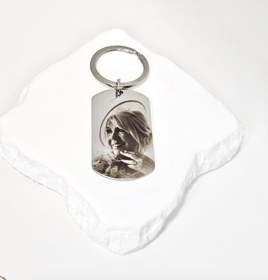 Large Silver Tag Keyring