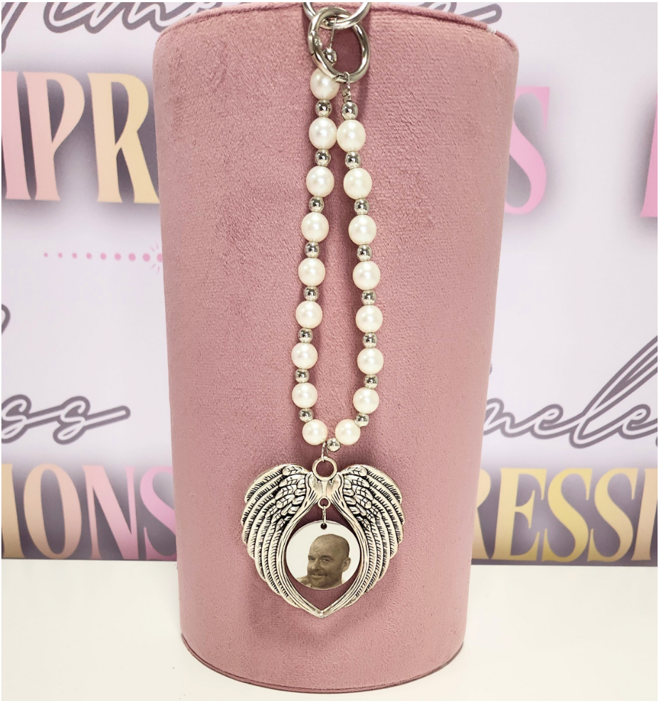 Silver Beaded Angel Car Charm
