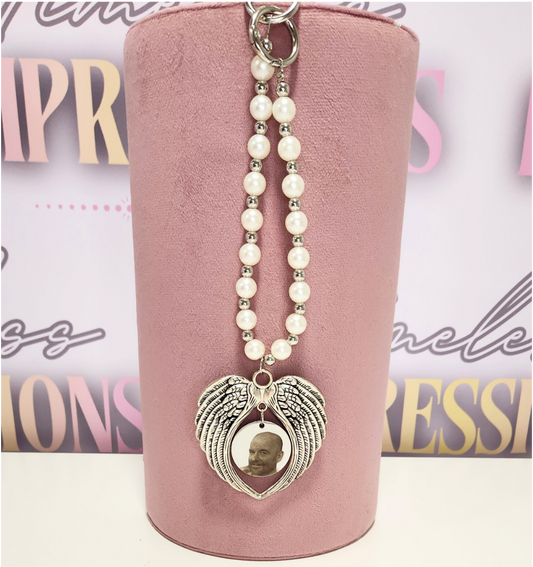 Silver Beaded Angel Car Charm