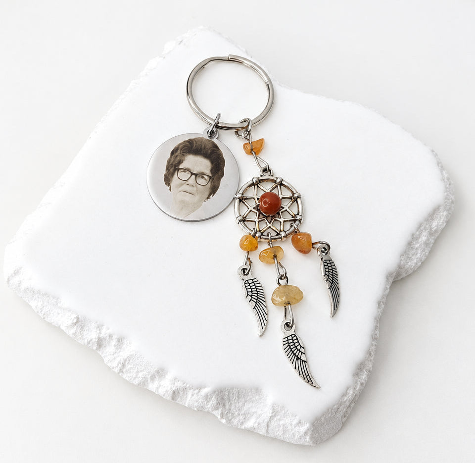 Orange Crystal Dream Catcher Keyring