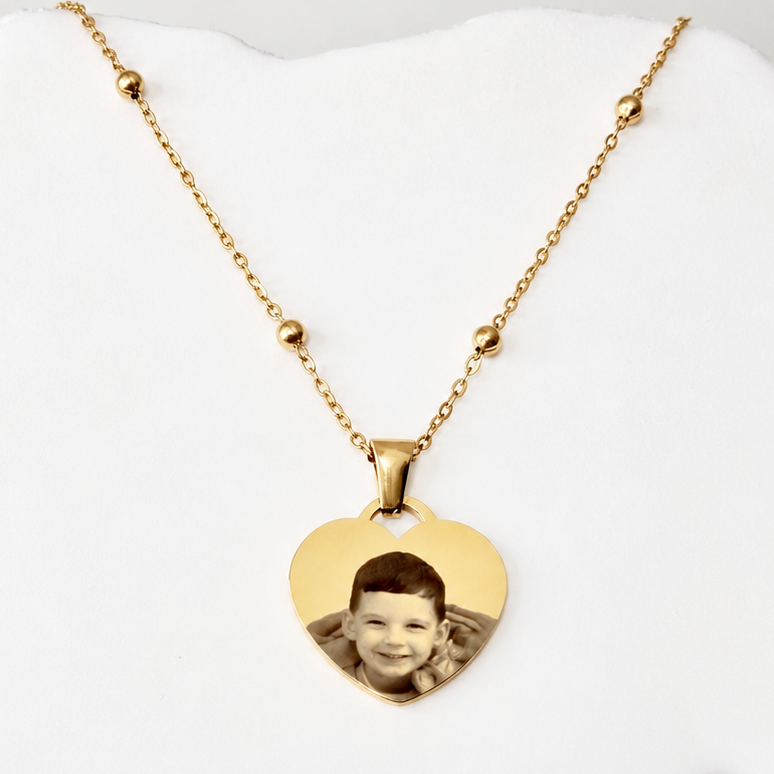 Gold Beaded Heart Necklace
