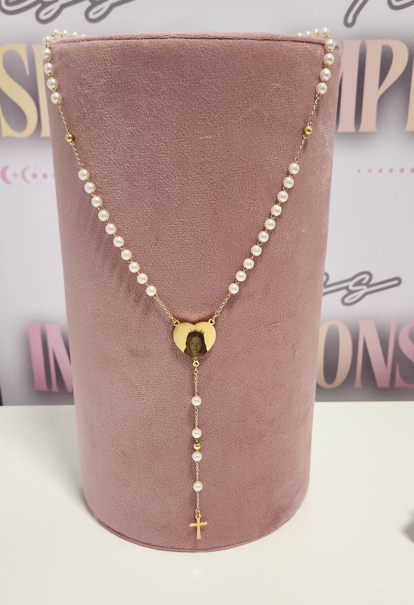 Gold Pearl Style Rosary Beads