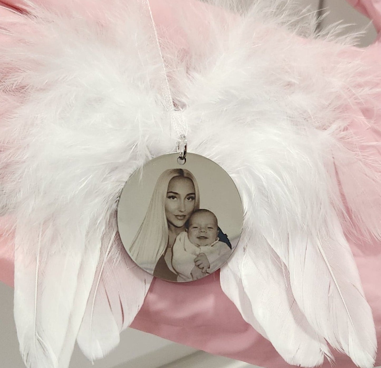 Mini Deluxe White Angel Wings Pendant
