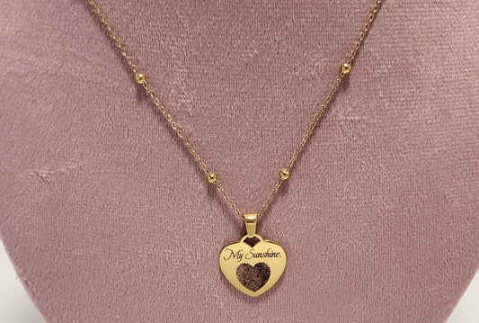 Gold Beaded Heart Necklace