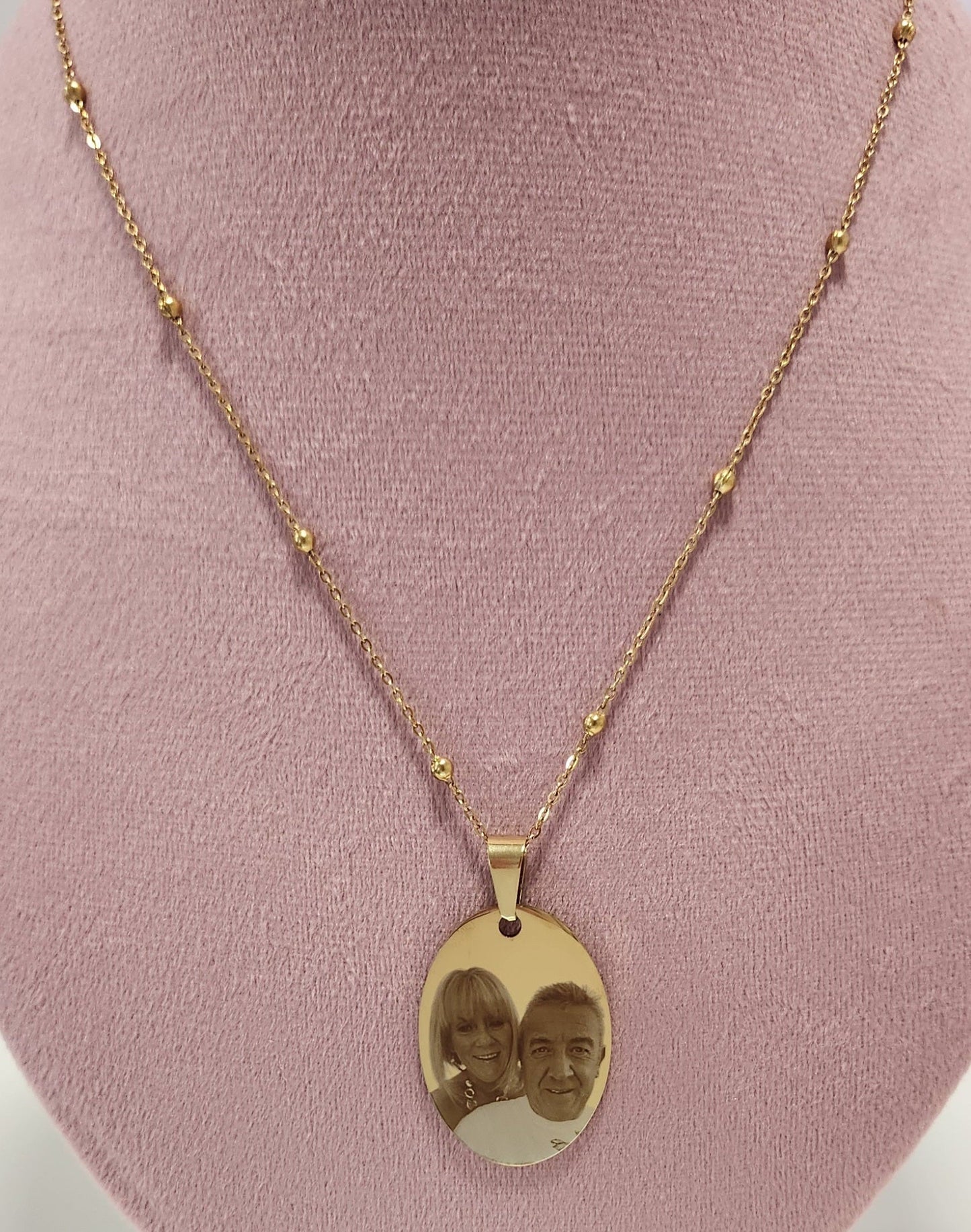 Large Gold Oval Beaded Necklace