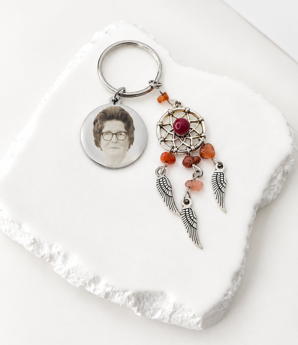 Red/Orange Crystal Dream Catcher Keyring