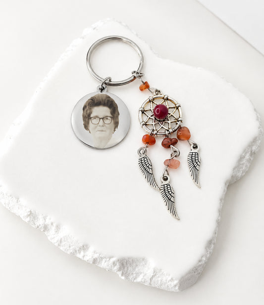 Red/Orange Crystal Dream Catcher Keyring