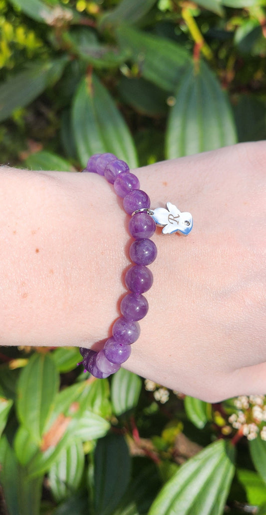 Amethyst Crystal Bracelet & Angel Pendant