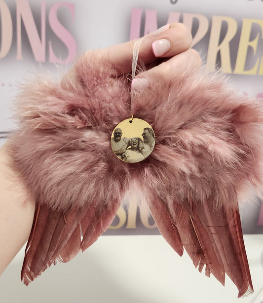 Large Delux Pink Angel Wing Pendant