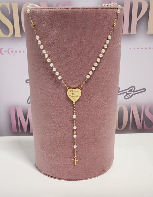 Gold Pearl Style Rosary Beads
