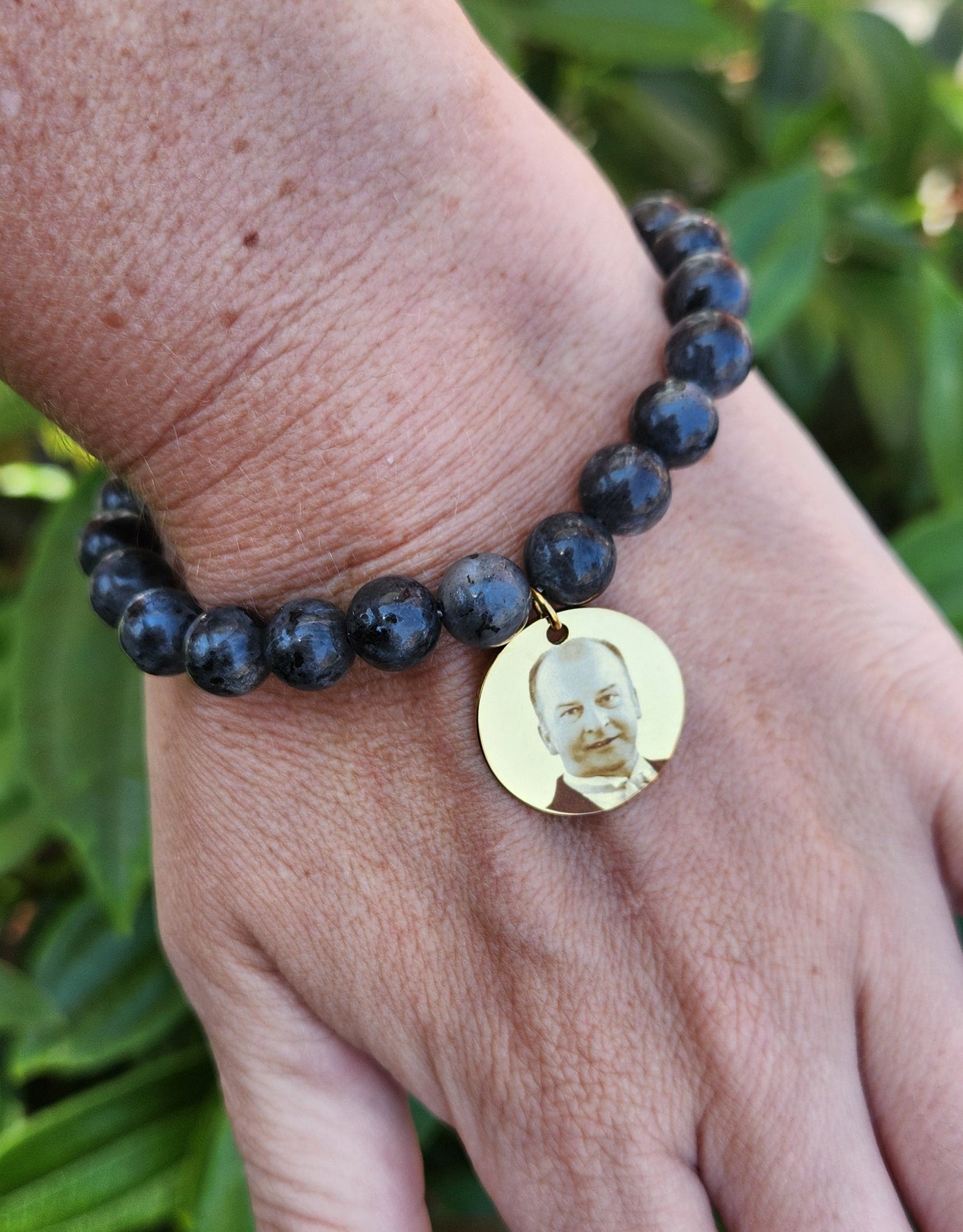 Larvikite Crystal Pendant Bracelet