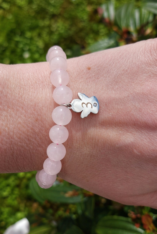 Rose Quarts Crystal Bracelet & Angel Pendant