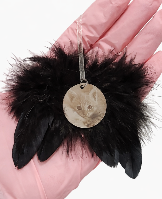 Mini Deluxe Black Angel Wings Pendant