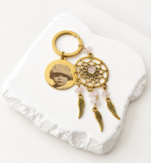 Pink Crystal Dream Catcher Keyring
