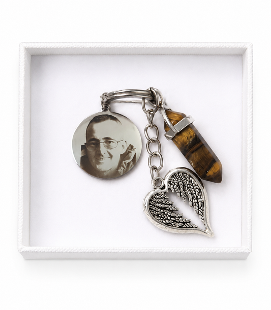 Tigers Eye Crystal Angel Keyring