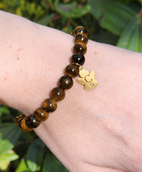 Tigers Eye Crystal Bracelet & Angel Pendant