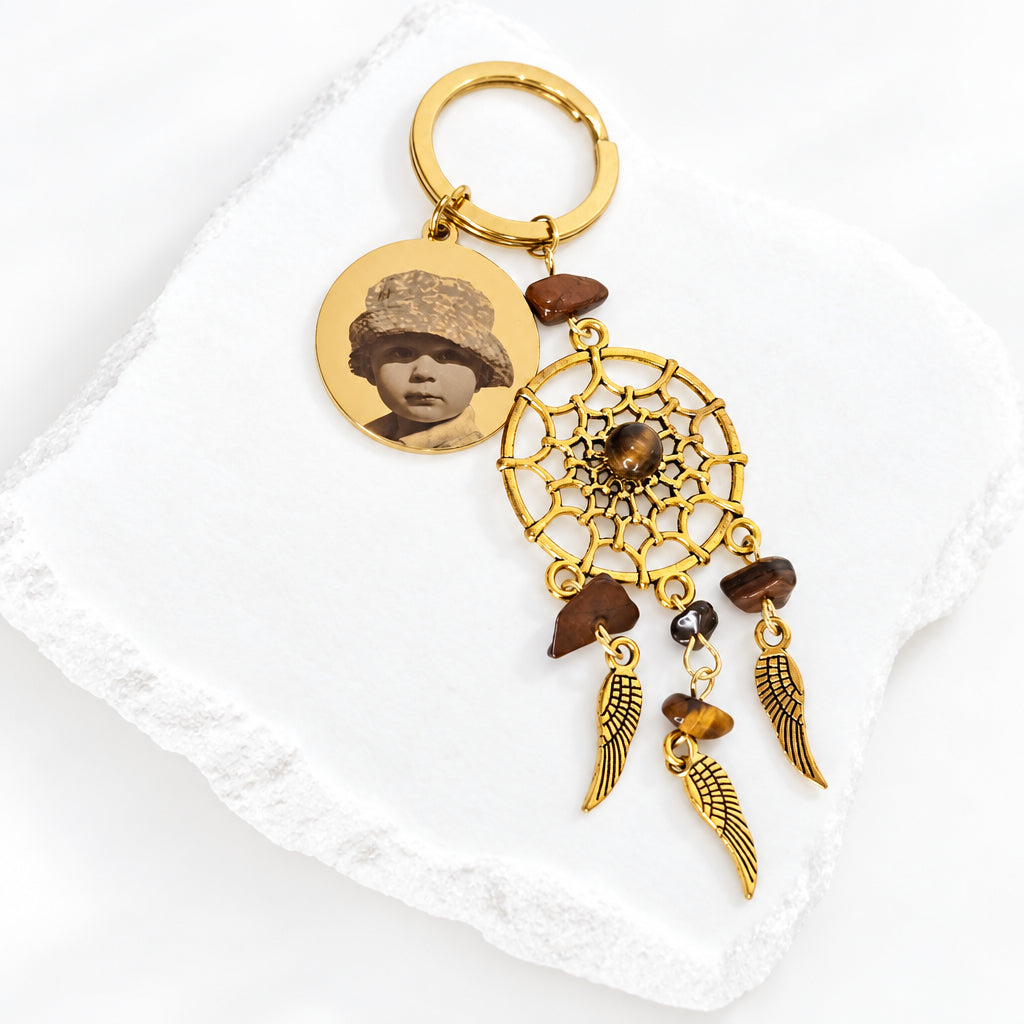 Brown Crystal Dream Catcher Keyring