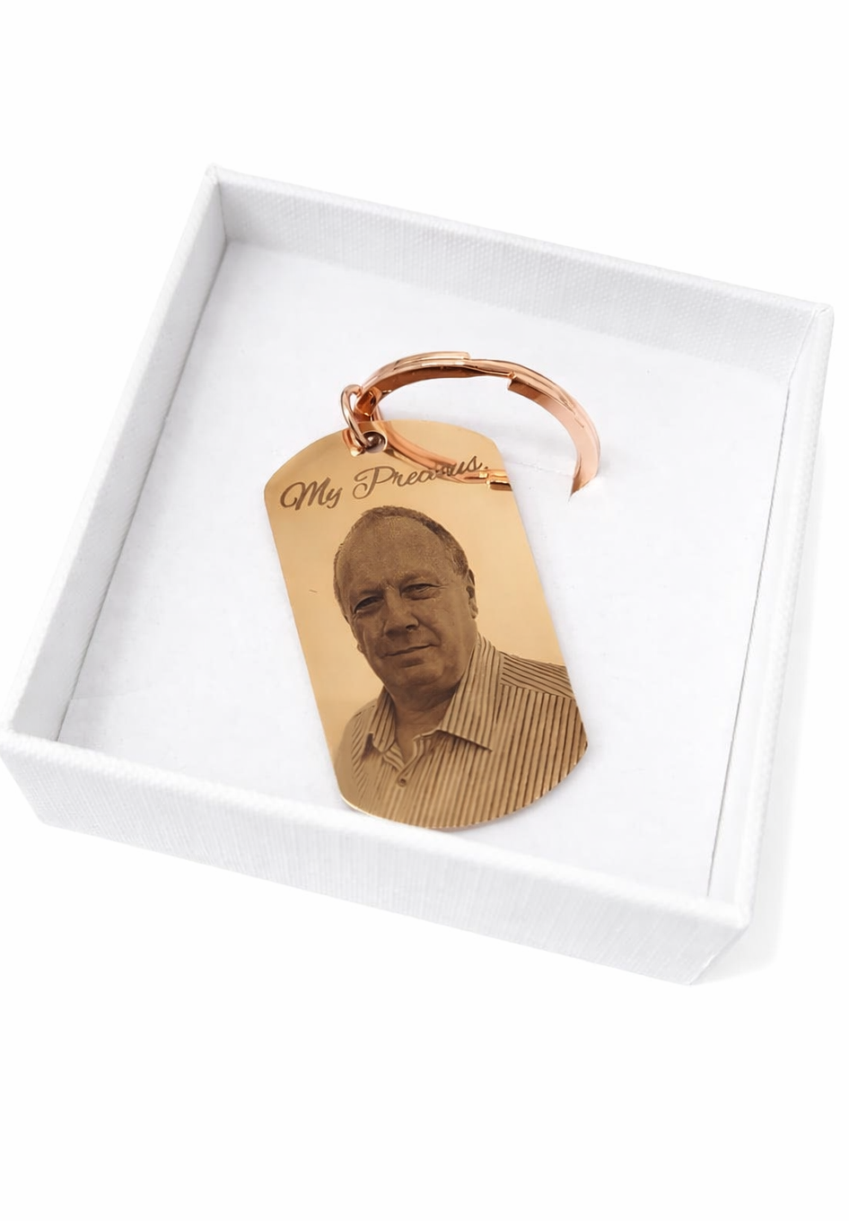 Large Rose Gold Tag Keyring