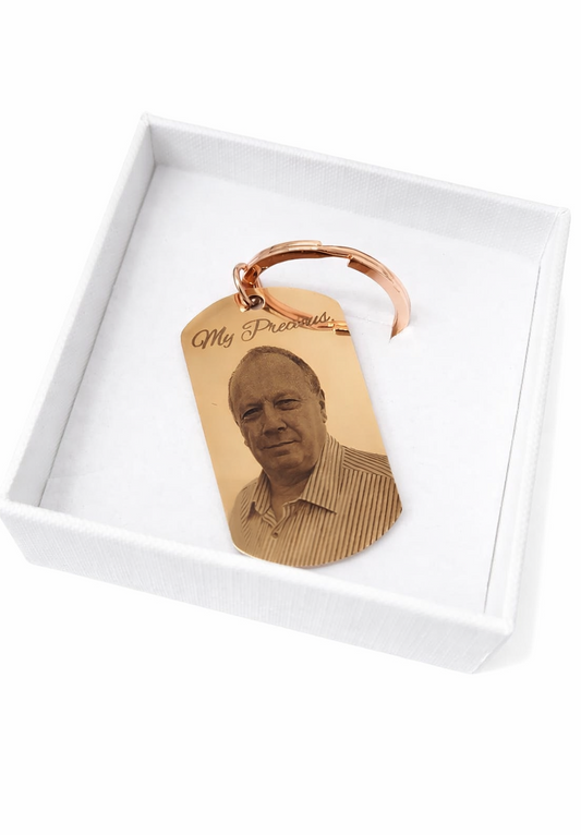 Large Rose Gold Tag Keyring