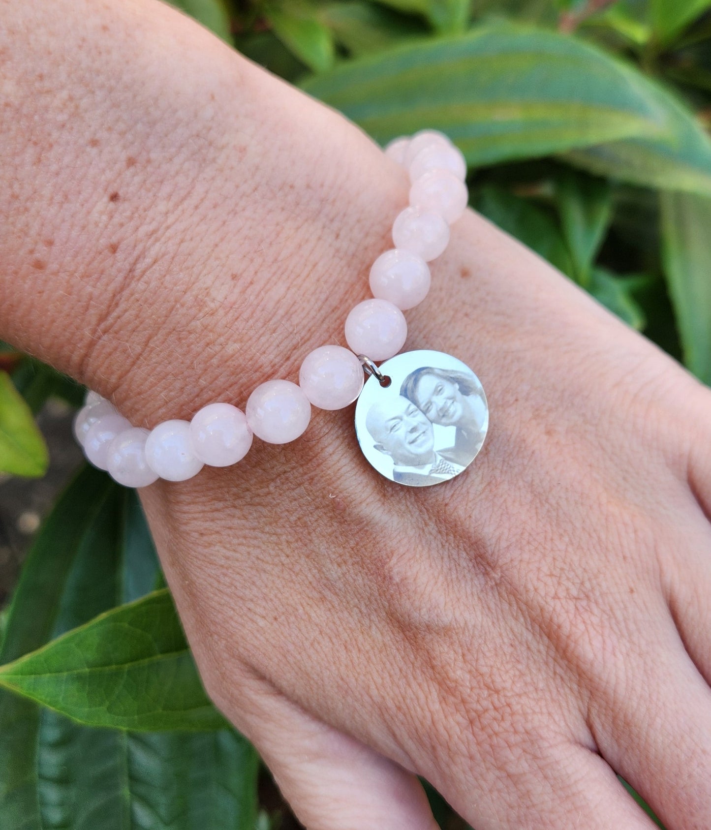Rose Quartz Crystal Pendant Bracelet