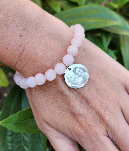 Rose Quartz Crystal Pendant Bracelet