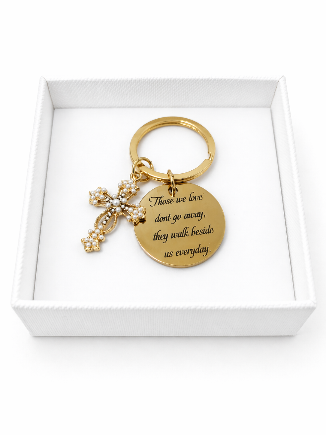 Gold Cross Keyring