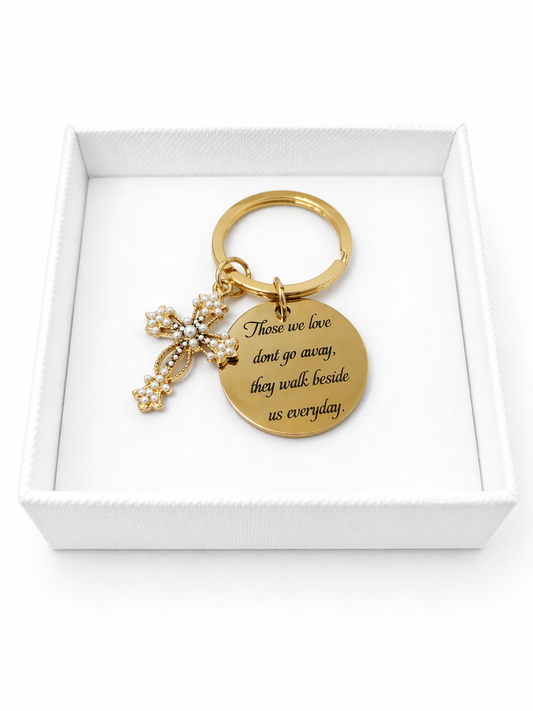 Gold Cross Keyring