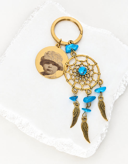Blue Crystal Dream Catcher Keyring