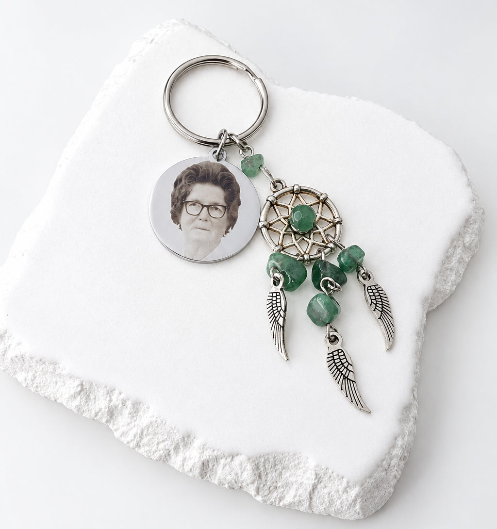 Green Crystal Dream Catcher Keyring