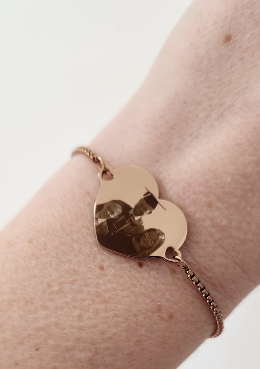 Rose Gold Heart Adjustable Bracelet