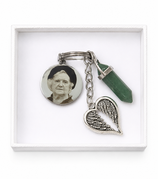 Green Aventurine Crystal Angel Keyring