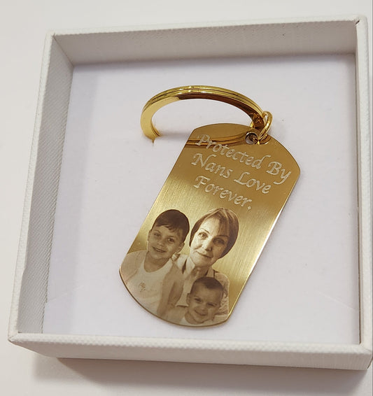 Large Gold Tag Keyring