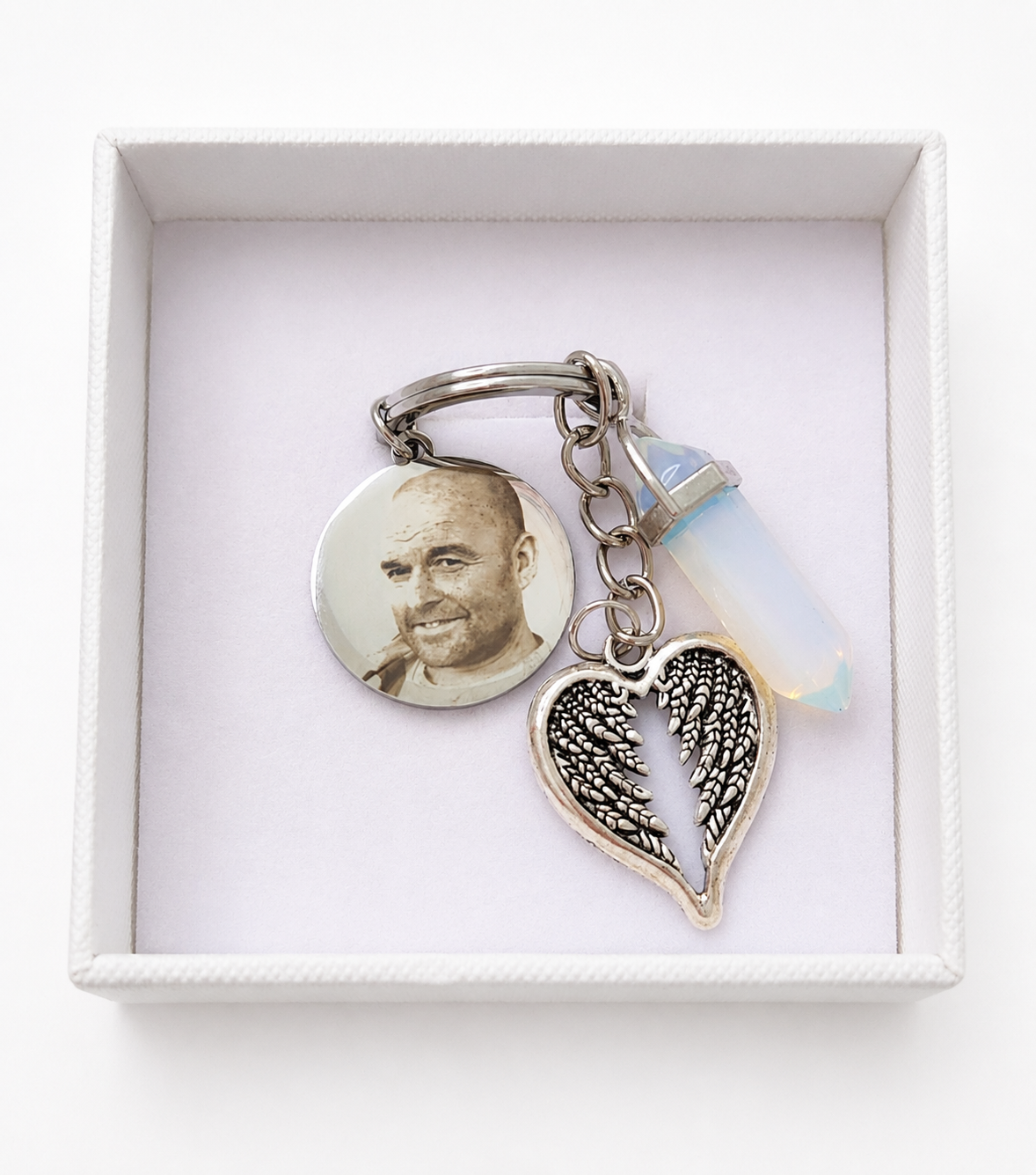 Opalite Crystal Angel Keyring