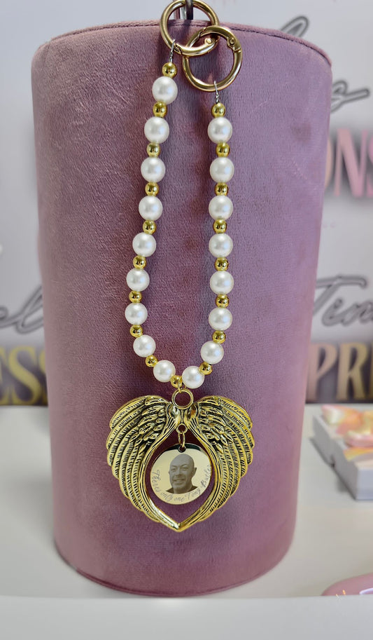 Gold Beaded Angel Car Charm
